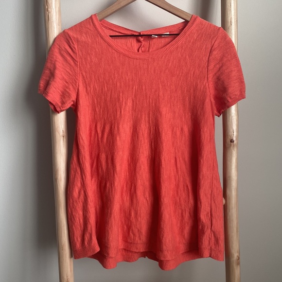 Anthropologie Moth Orange Button Back Knit Top - Picture 2 of 7